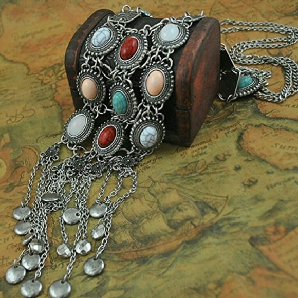 RESTOCK!! 5-Star Long Stone Retro Boho Necklace - Picture 4 of 8